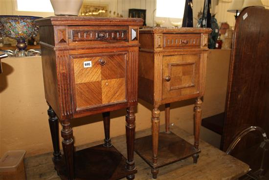 2 French marble top bedside cabinets